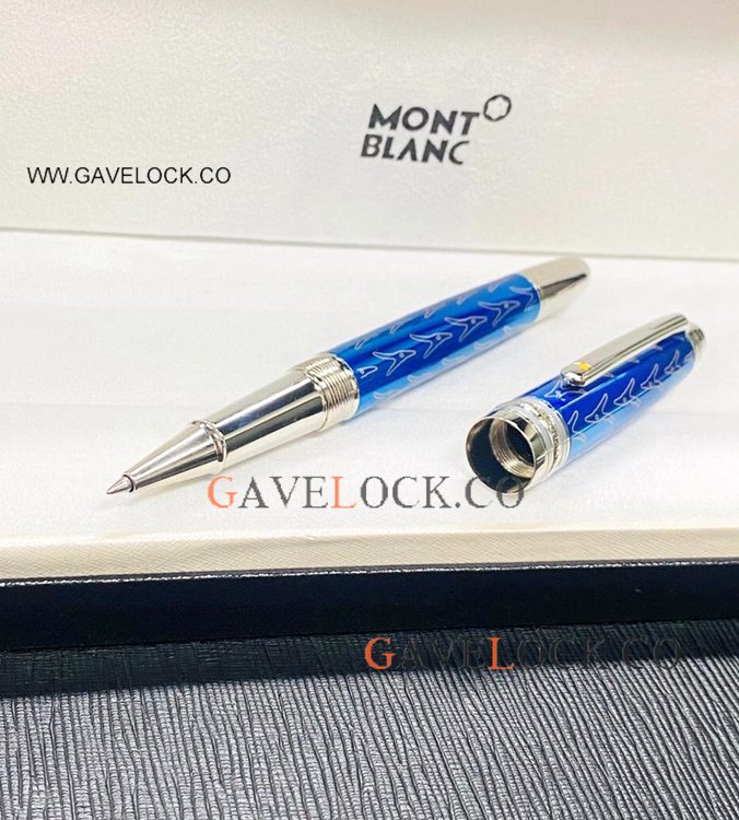 Luxury Copy Mont Blanc Petit Prince Bright Blue Rollerball 145 Midsize